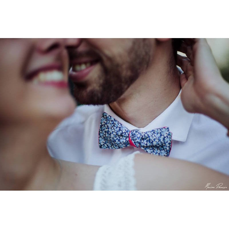 Noeud papillon LIBERTY PEPPER revers en ramie corail