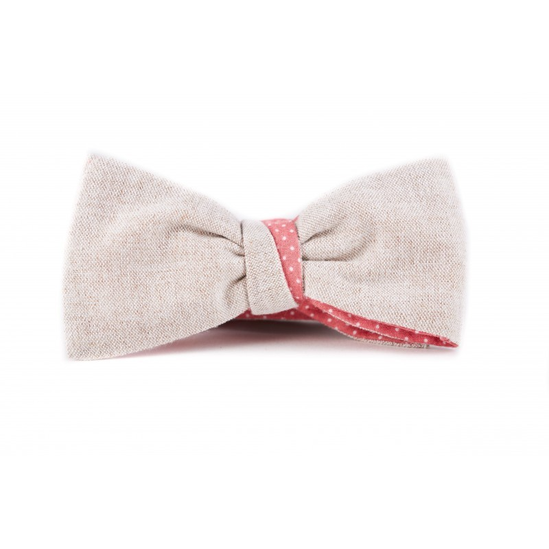 Noeud papillon rose et PETITS POIS blancs