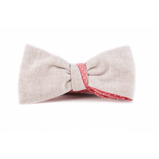 Noeud papillon rose et PETITS POIS blancs