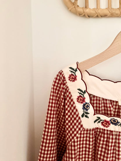 Blouse FAUSTINE vichy brodée