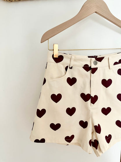 Short CHARLIE coeurs bordeaux