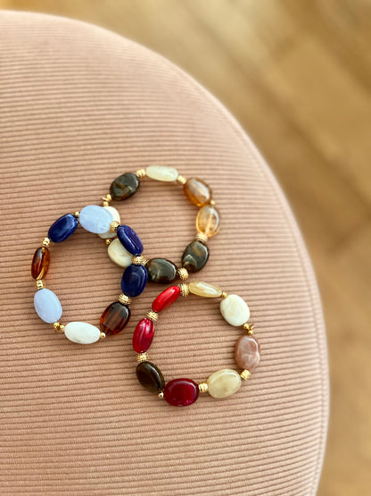 Bracelet IRIS perles ovales bleues