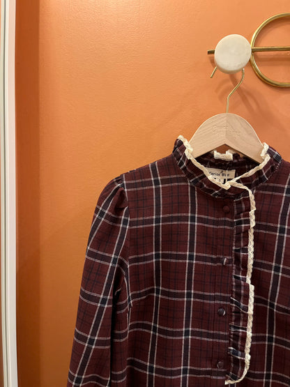Chemisier MARTIN tartan bordeaux