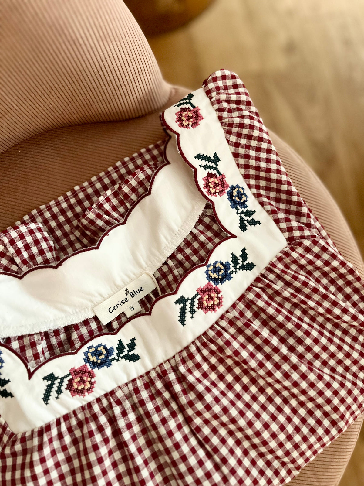 Blouse FAUSTINE vichy brodée
