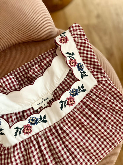 Blouse FAUSTINE vichy brodée