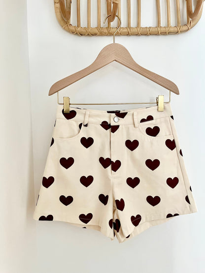 Short CHARLIE coeurs bordeaux