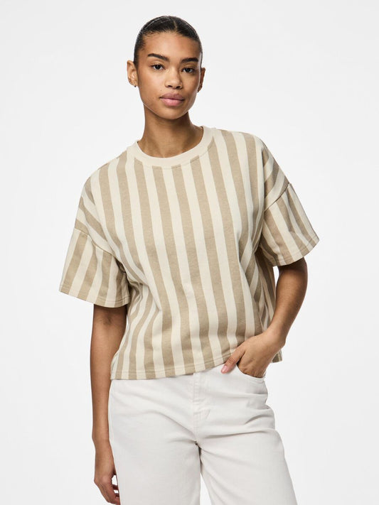 Sweat CHILLI rayé beige