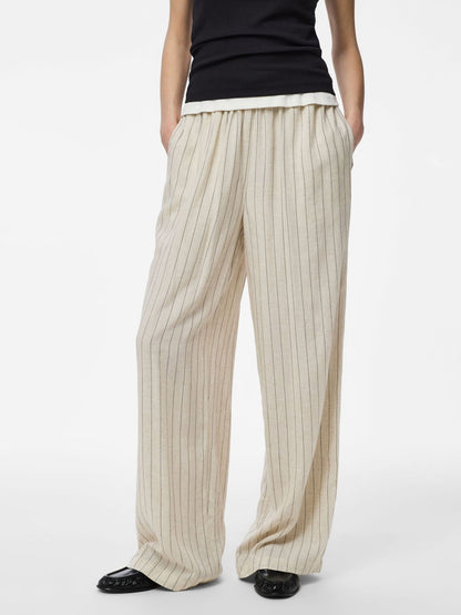 Pantalon PIA rayé beige