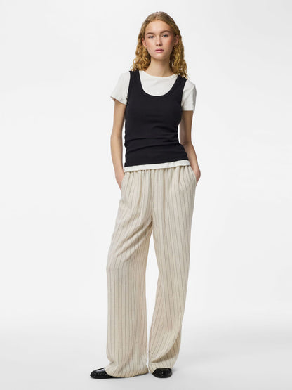 Pantalon PIA rayé beige