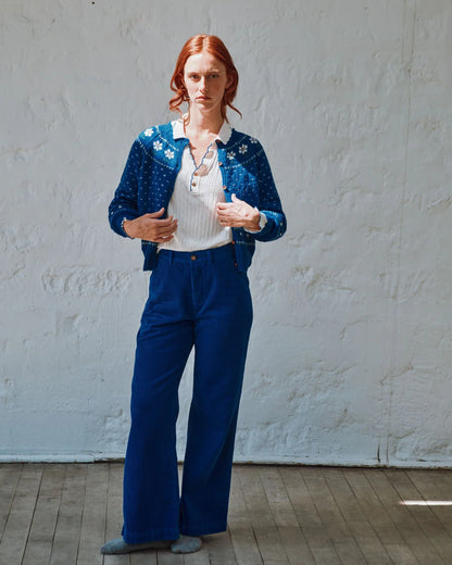 Gilet CAMOMILLE marguerite bleu royal