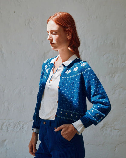 Gilet CAMOMILLE marguerite bleu royal
