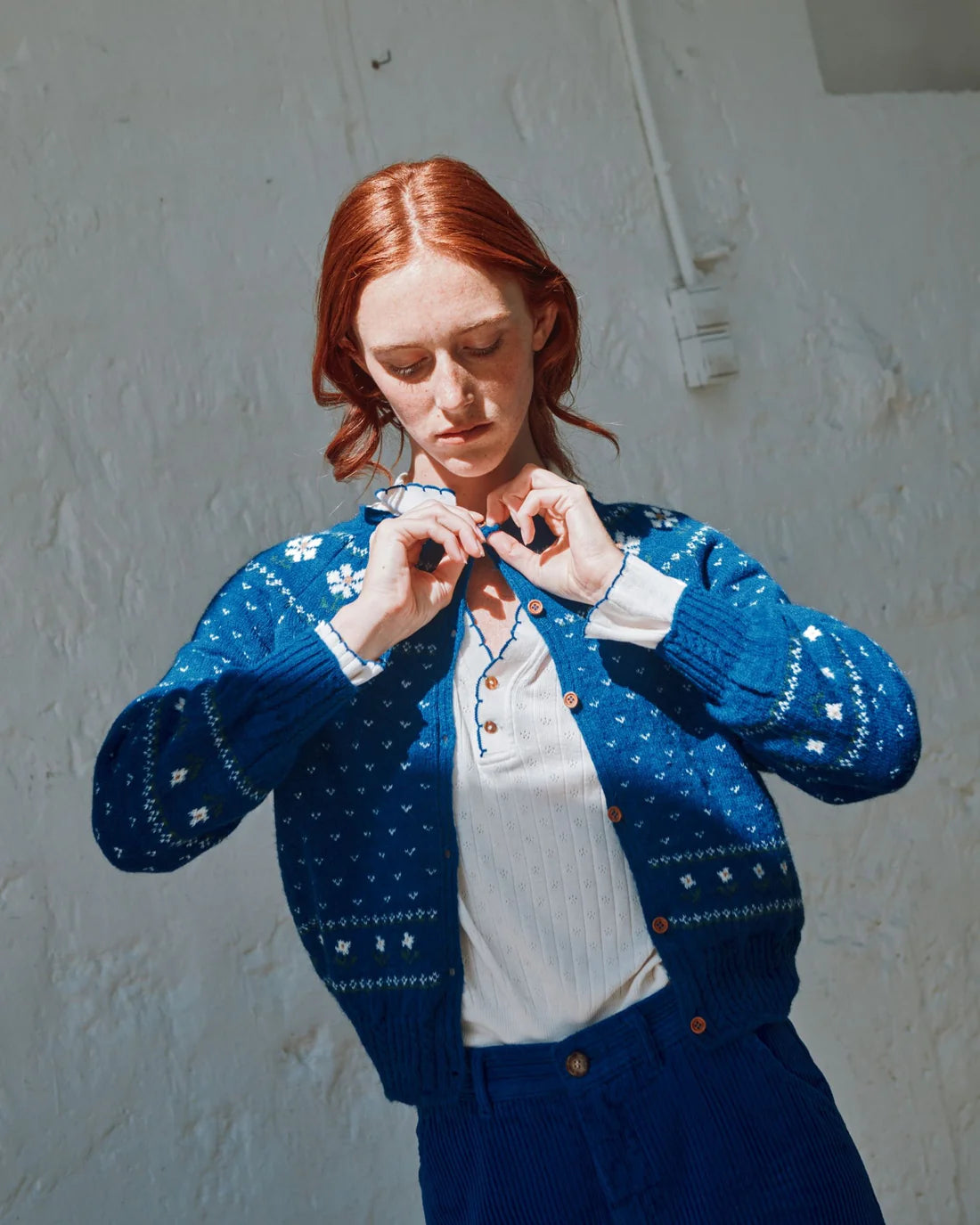 Gilet CAMOMILLE marguerite bleu royal