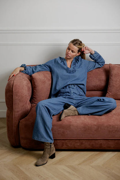 Blouse TAMARA denim brodée