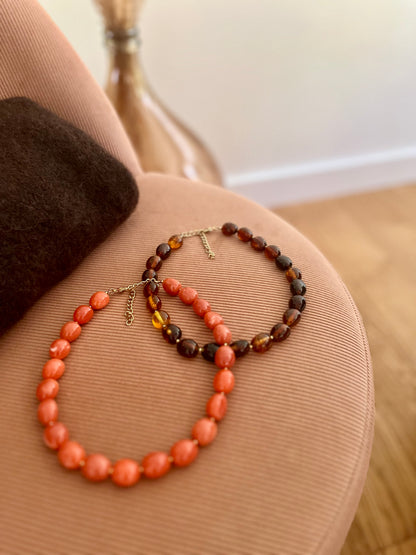 Collier EUGÉNIE perles marron