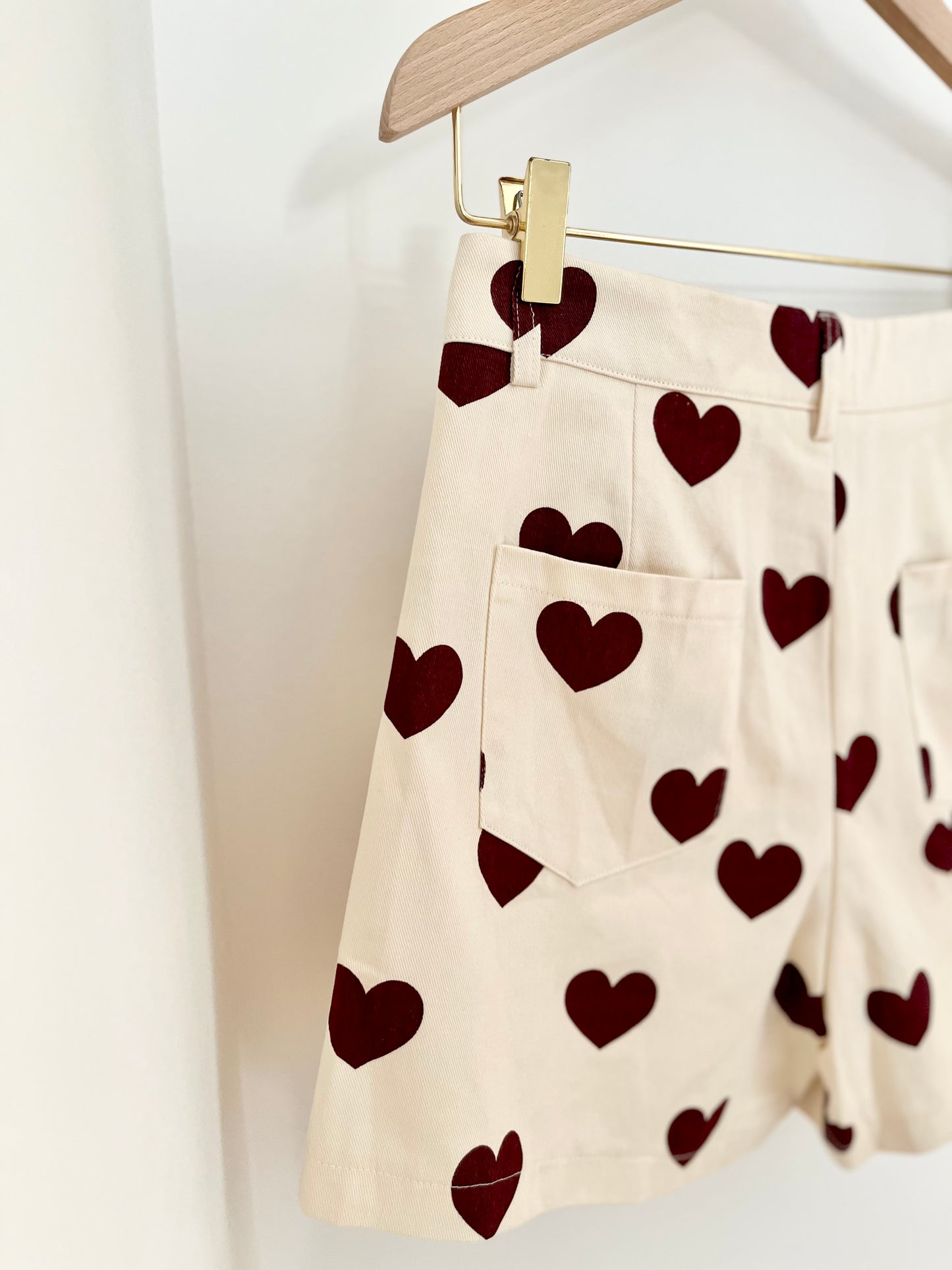 Short CHARLIE coeurs bordeaux