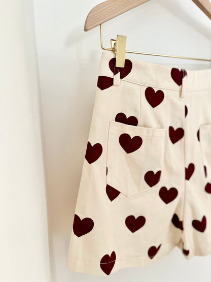 Short CHARLIE coeurs bordeaux