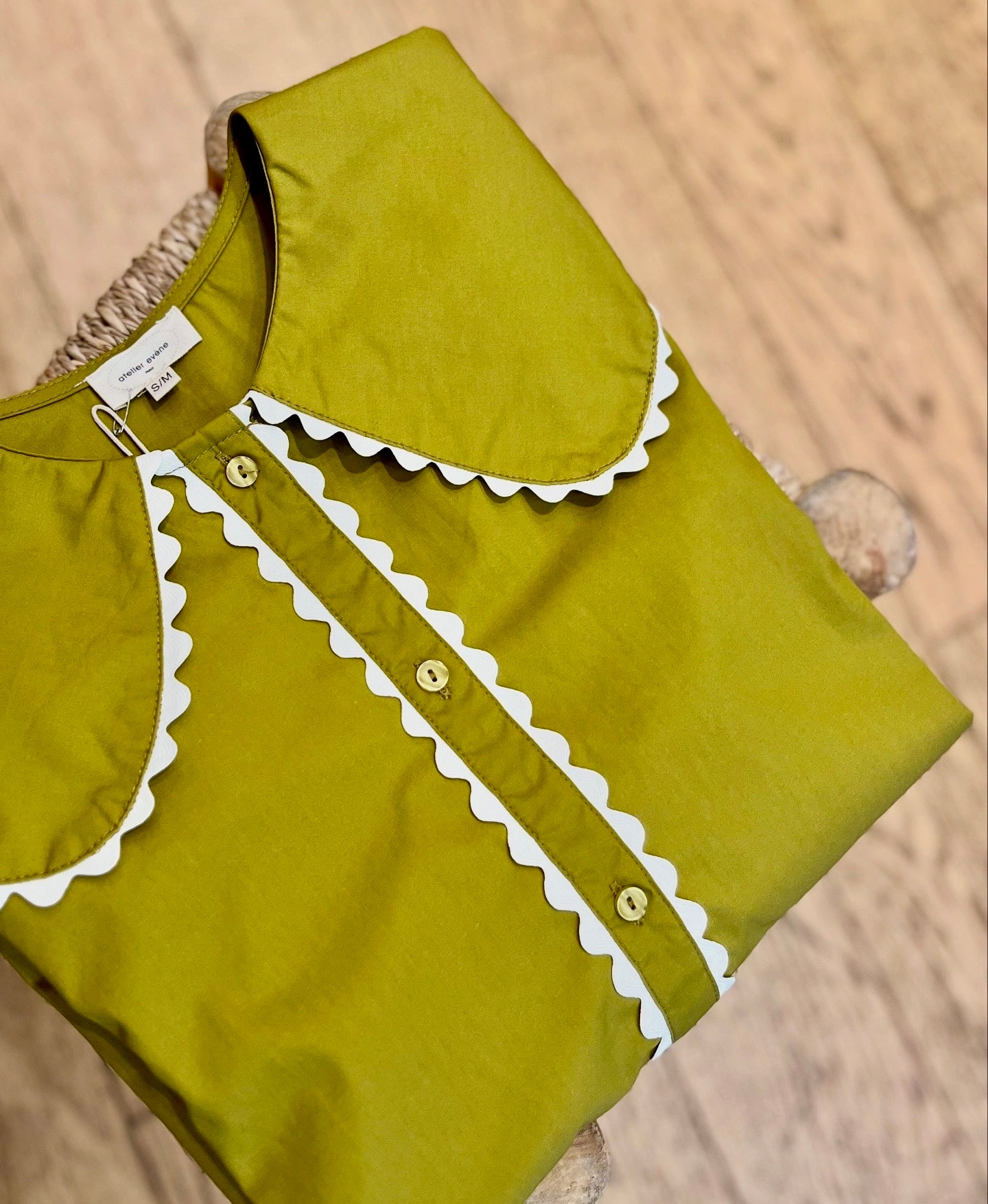 Chemisier ANNE feston olive