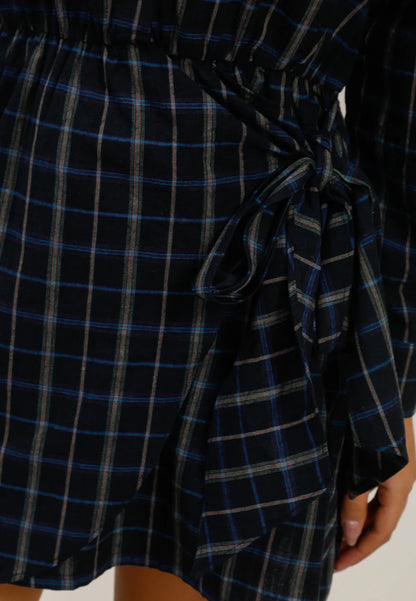 Robe OLIVIA carreaux bleu/marine