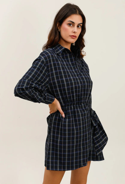 Robe OLIVIA carreaux bleu/marine