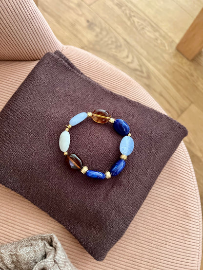 Bracelet IRIS perles ovales bleues