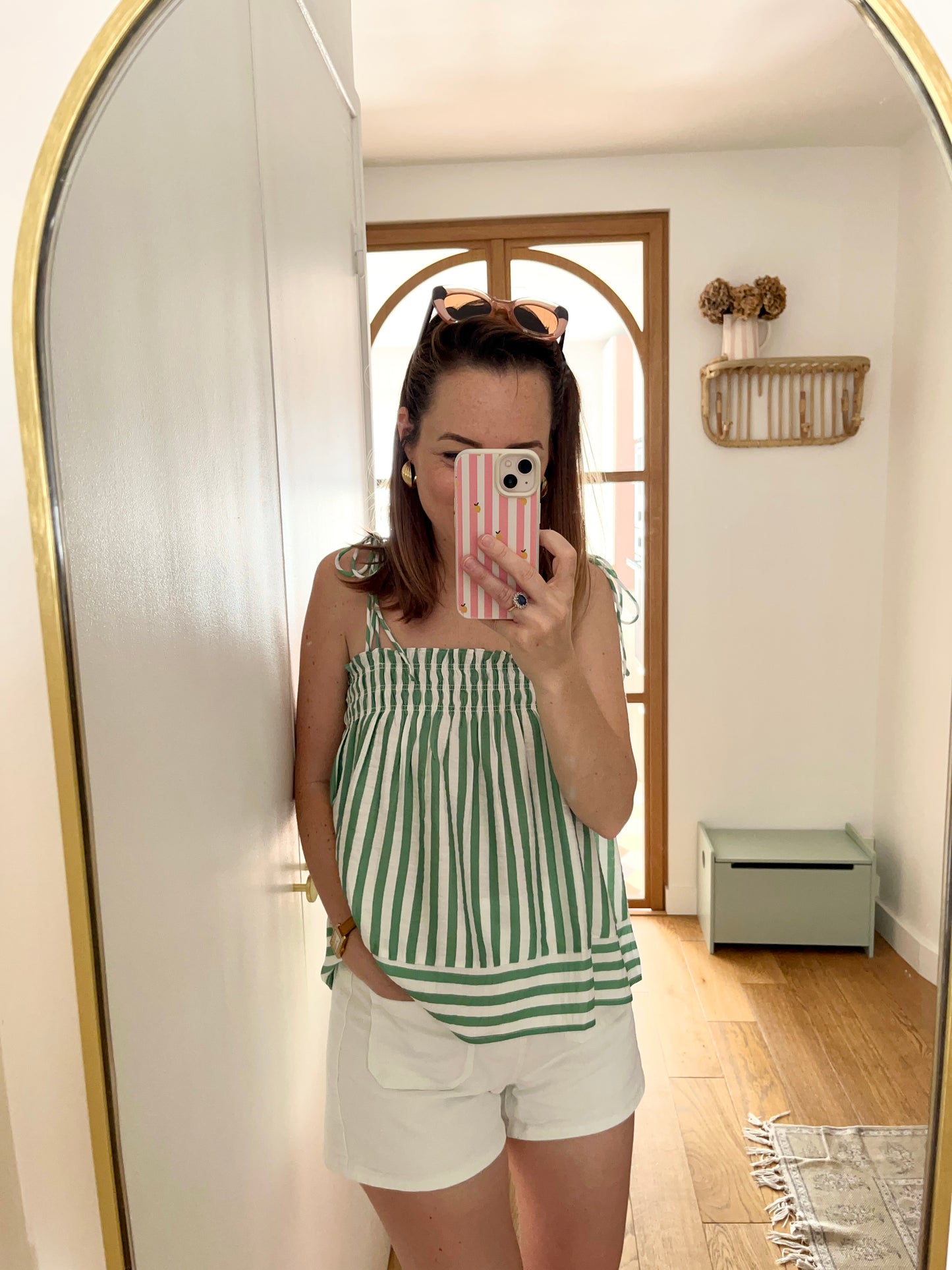Top LOUISE rayé vert