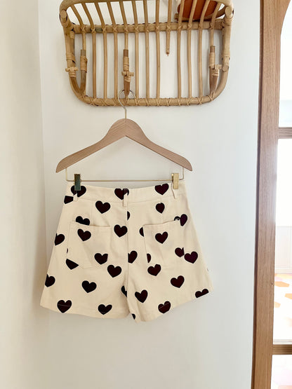 Short CHARLIE coeurs bordeaux