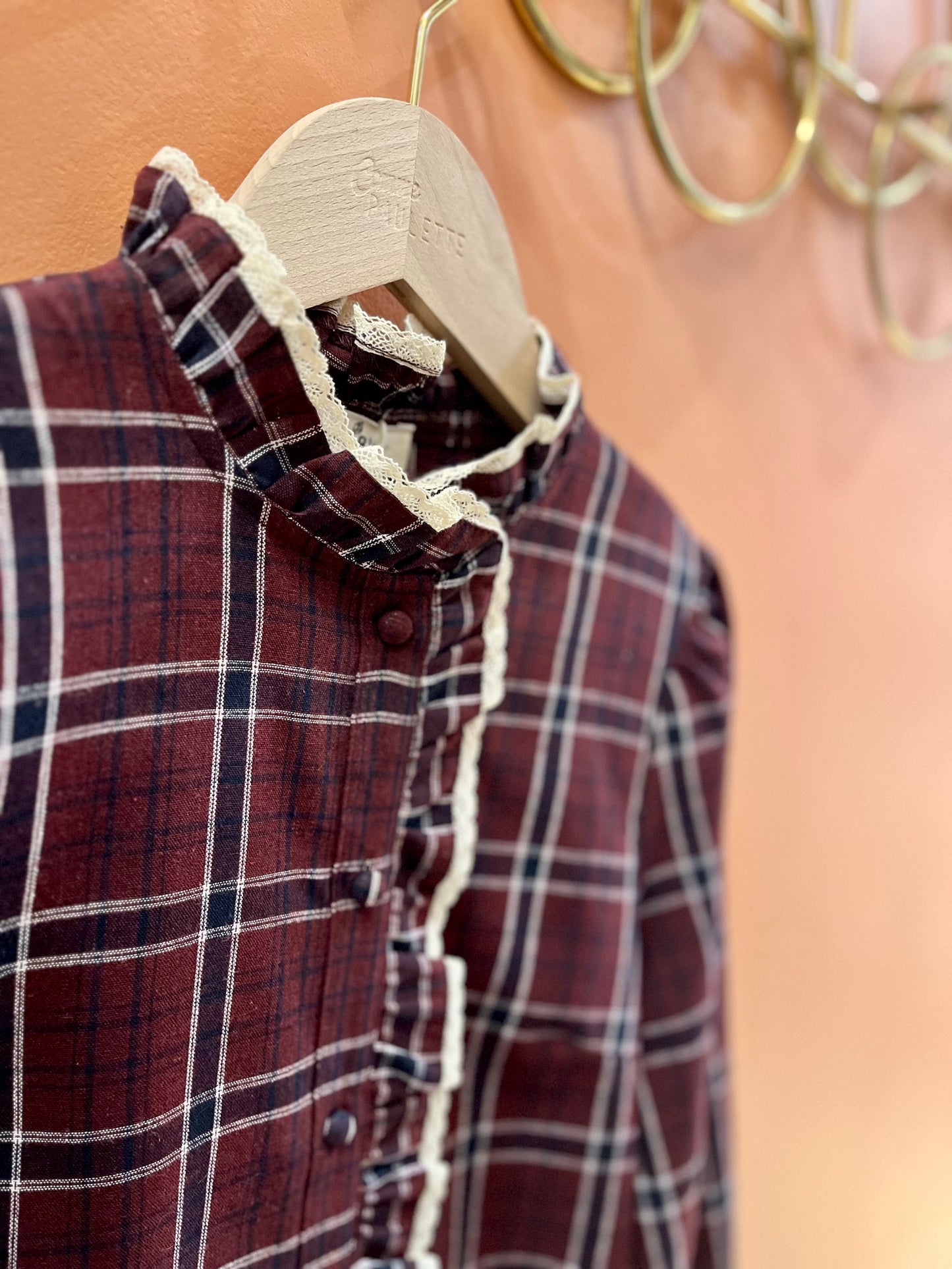 Chemisier MARTIN tartan bordeaux