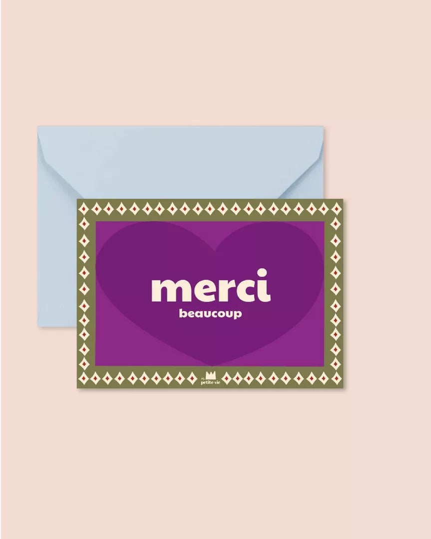 Carte postale MERCI BEAUCOUP violette