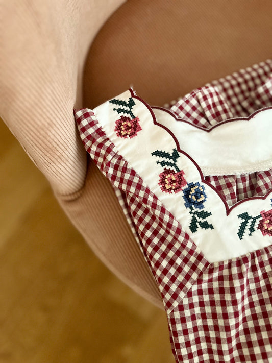Blouse FAUSTINE vichy brodée