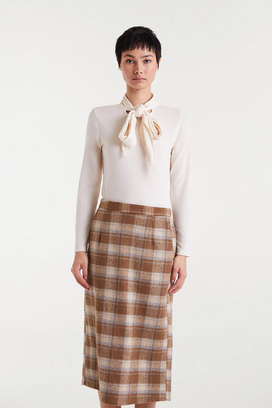Jupe CÉLIA carreaux beige/marron