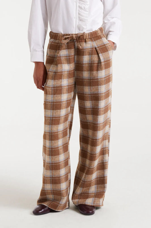 Pantalon CASTILLE carreaux beige/marron