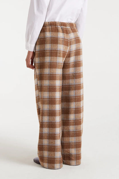 Pantalon CASTILLE carreaux beige/marron