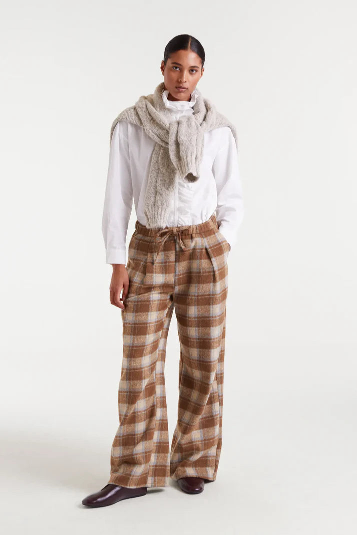 Pantalon CASTILLE carreaux beige/marron