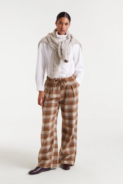 Pantalon CASTILLE carreaux beige/marron