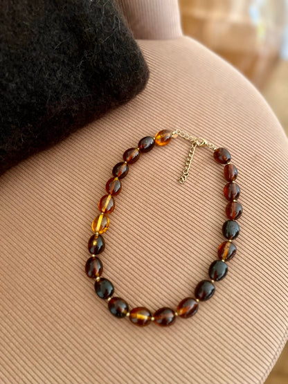 Collier EUGÉNIE perles marron