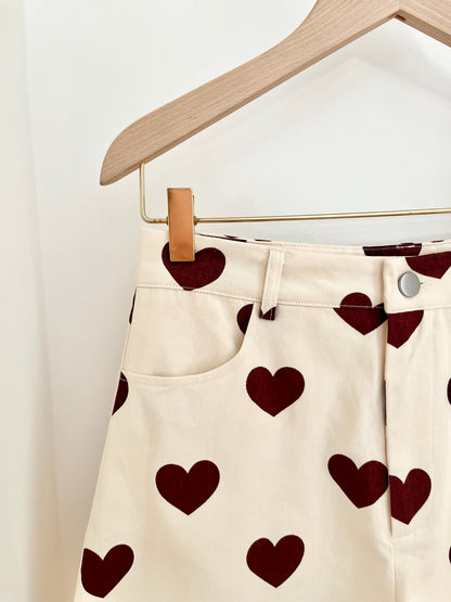 Short CHARLIE coeurs bordeaux