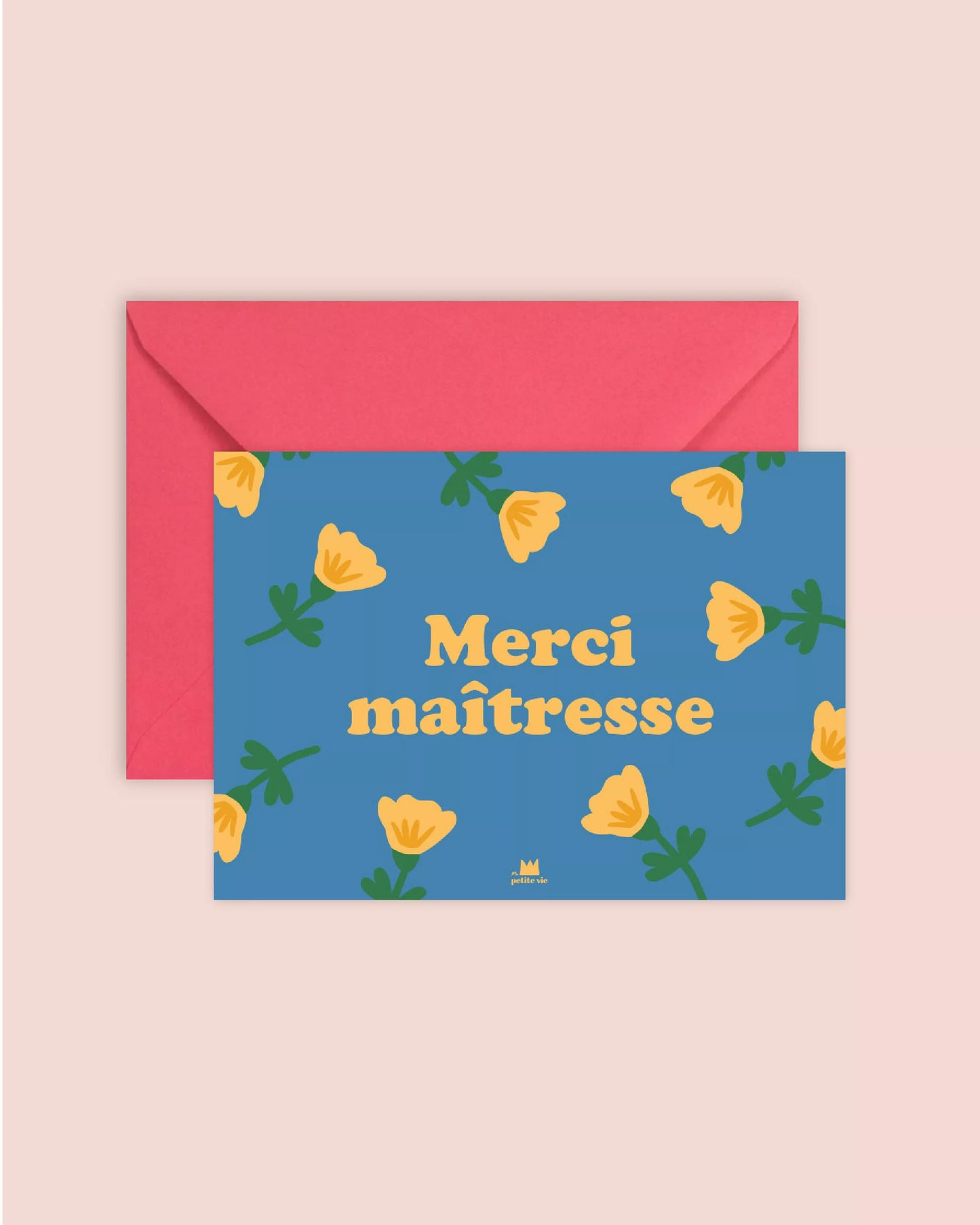 Carte postale MERCI MAÎTRESSE bleue