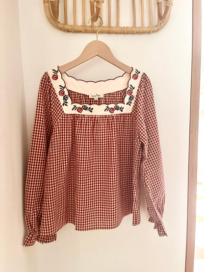 Blouse FAUSTINE vichy brodée