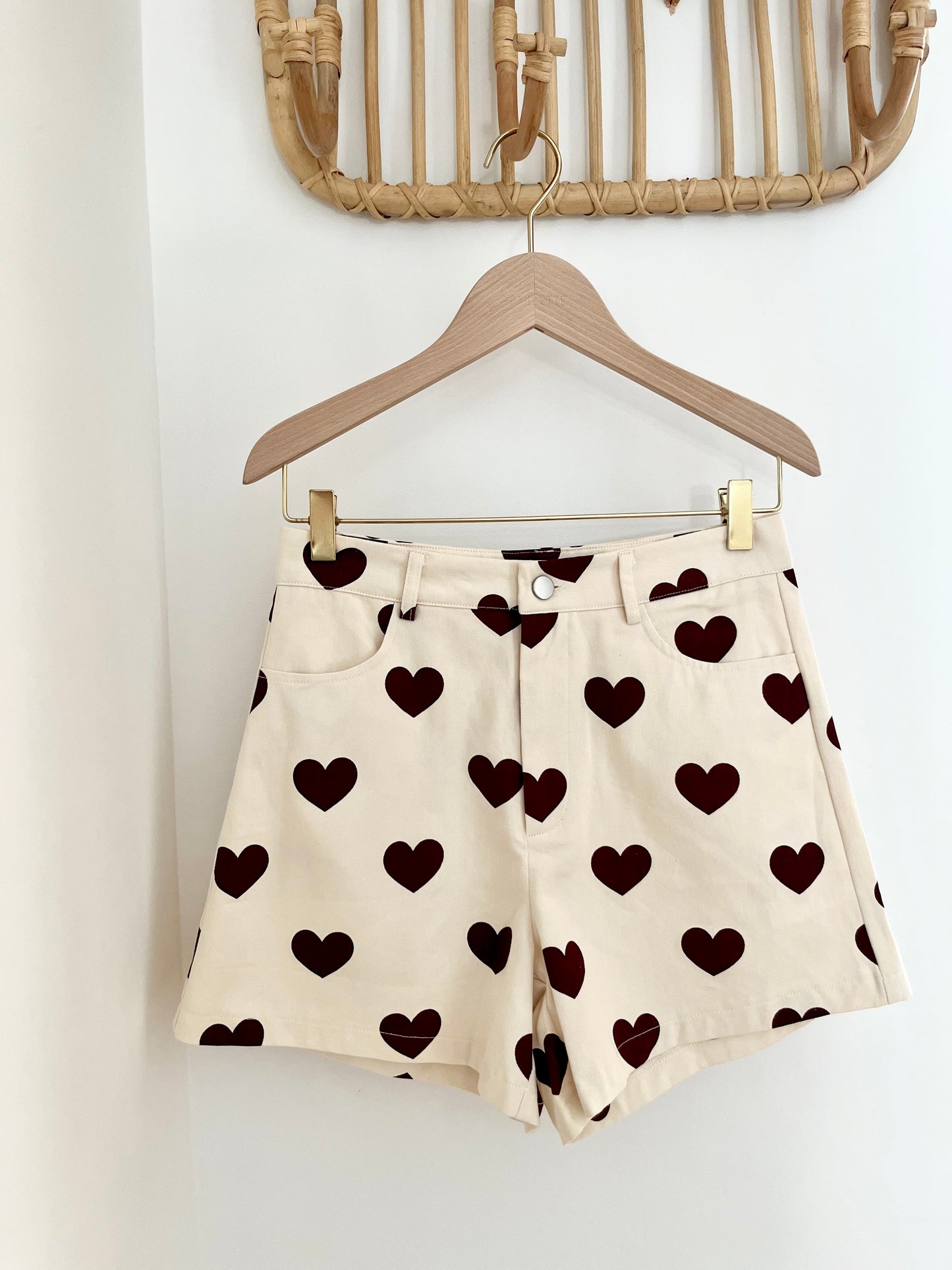 Short CHARLIE coeurs bordeaux
