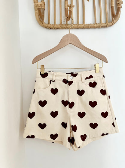 Short CHARLIE coeurs bordeaux