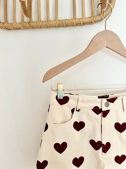 Short CHARLIE coeurs bordeaux