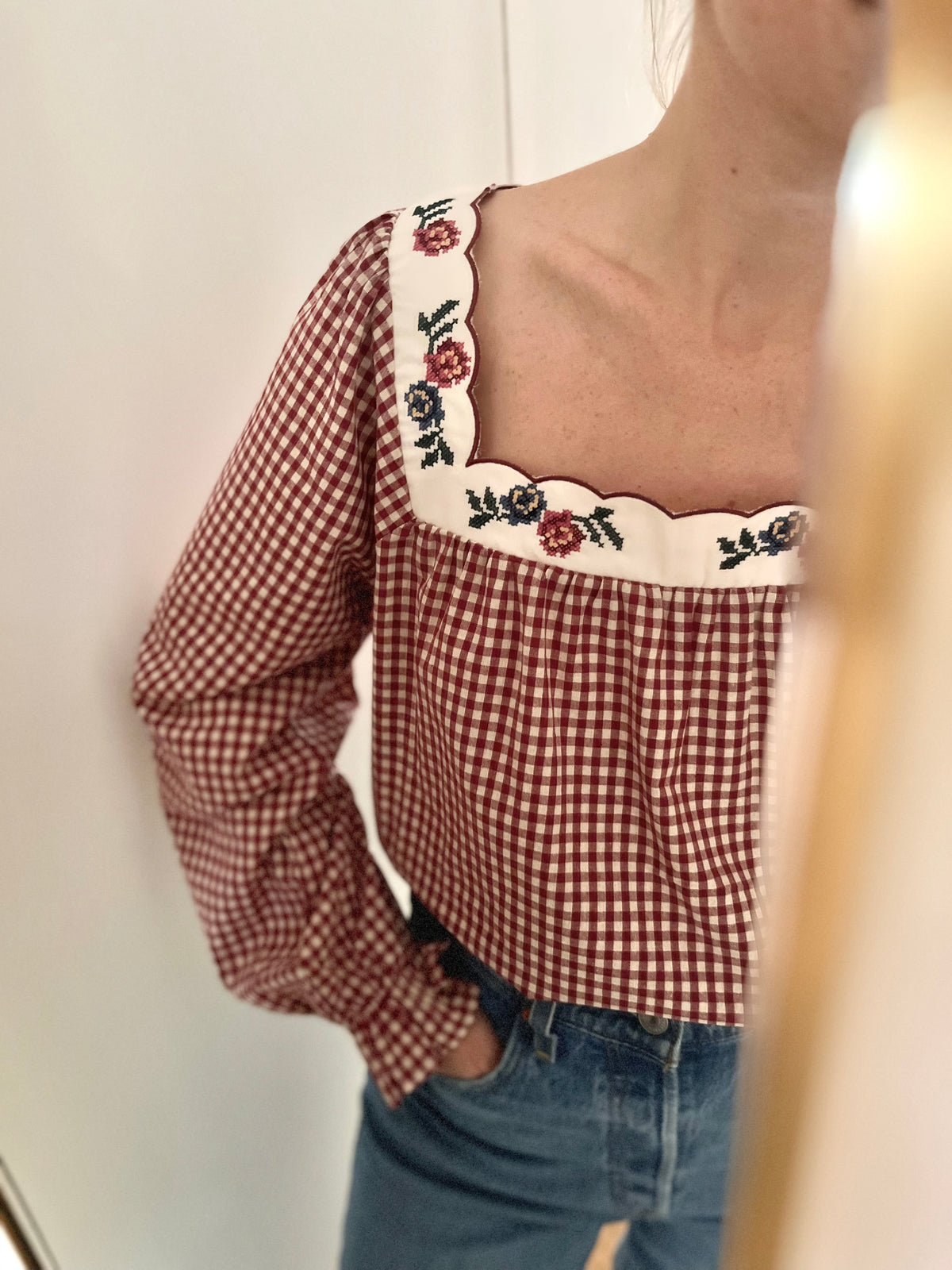 Blouse FAUSTINE vichy brodée
