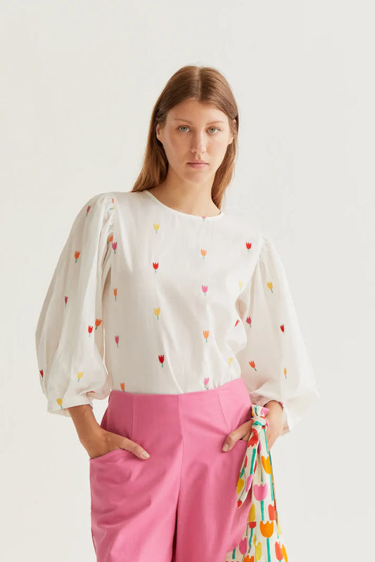 Blouse BILLIE brodée tulipe