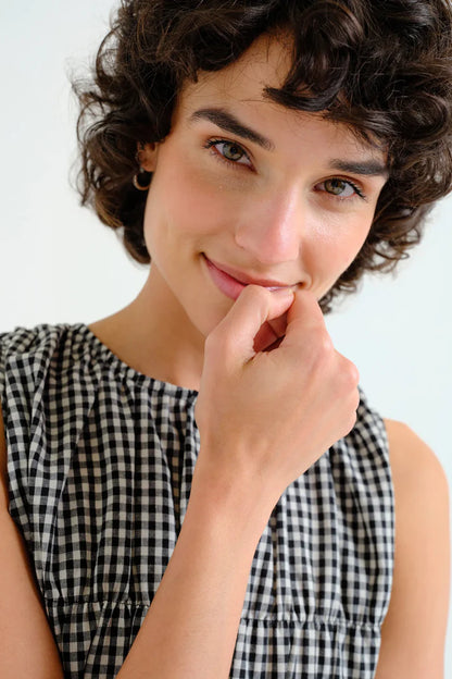 Haut CLAUDIA smocké vichy noir
