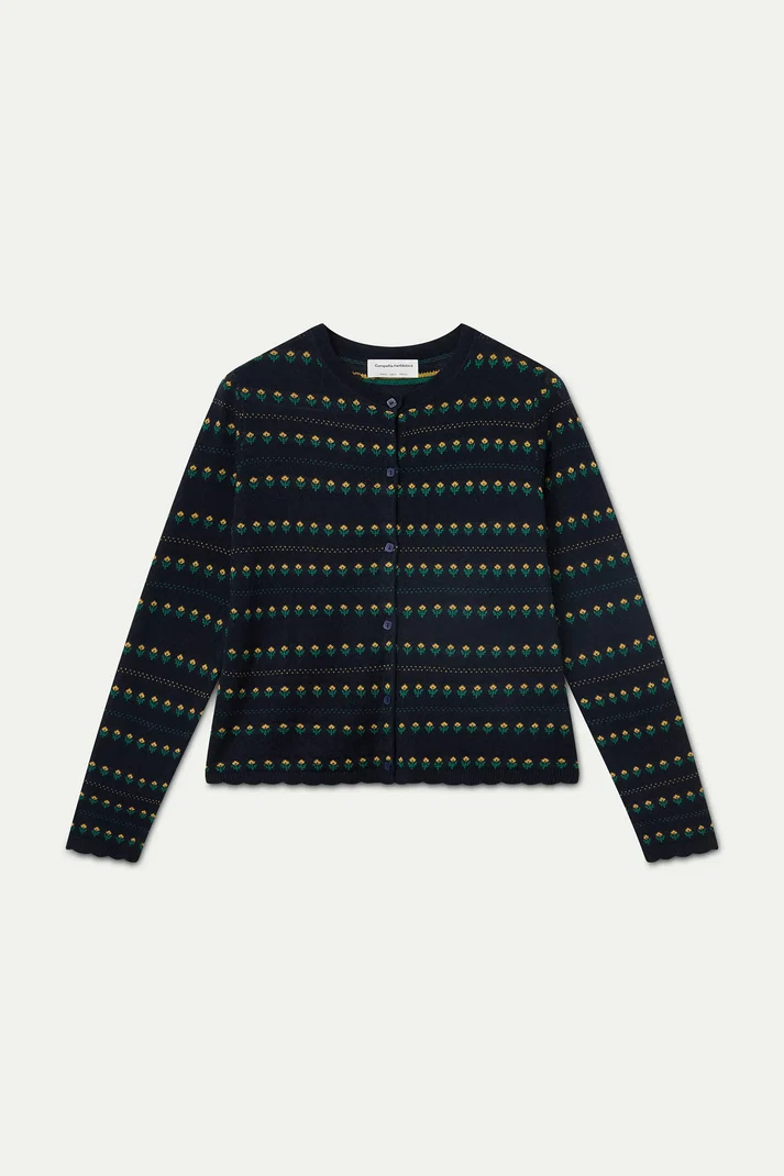 Gilet ÉMILE fleurs marine