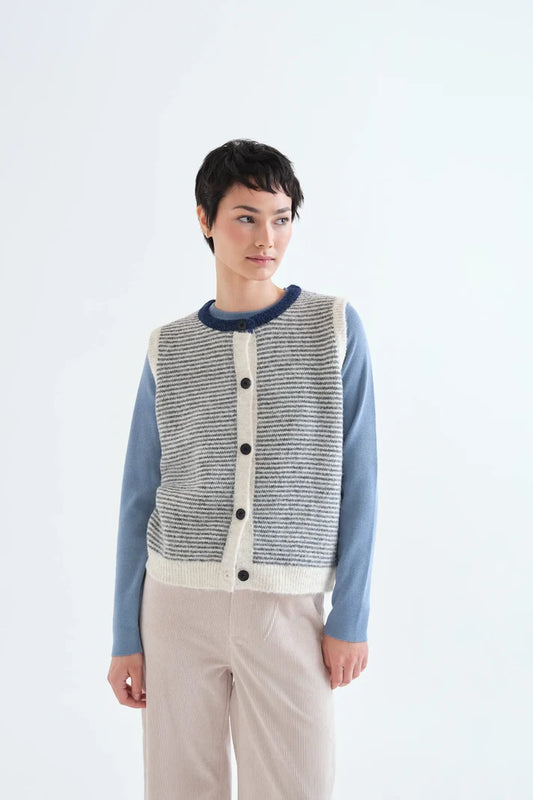 Gilet JEAN rayé marine