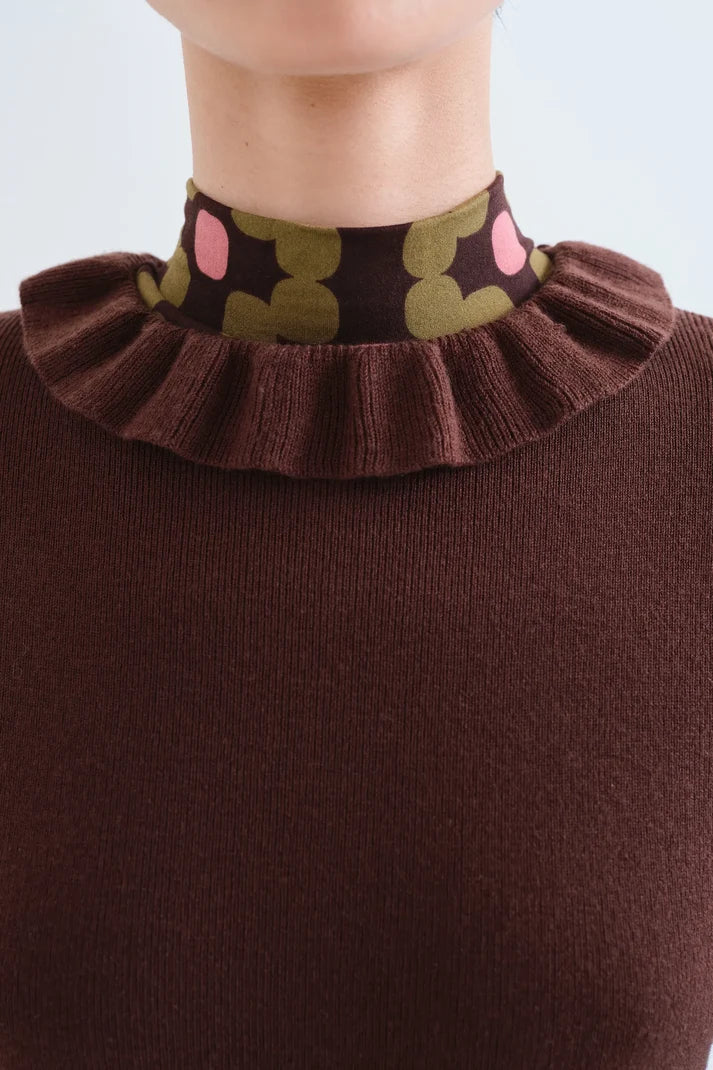 Pull LOUIZON volants chocolat