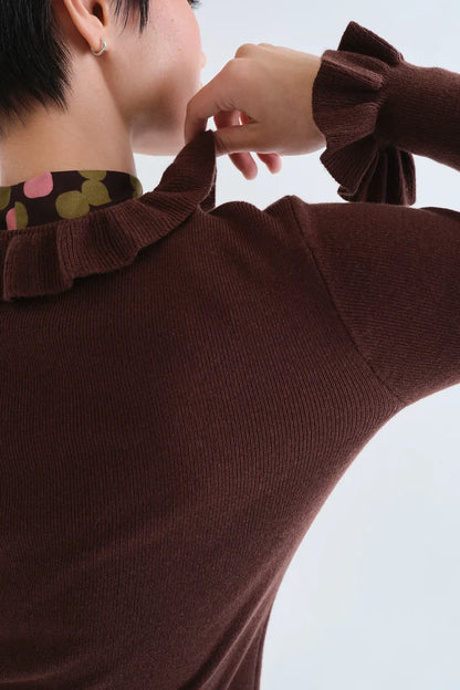 Pull LOUIZON volants chocolat