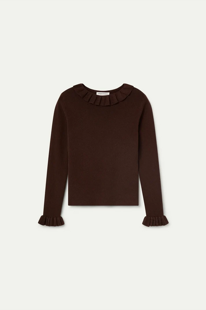 Pull LOUIZON volants chocolat