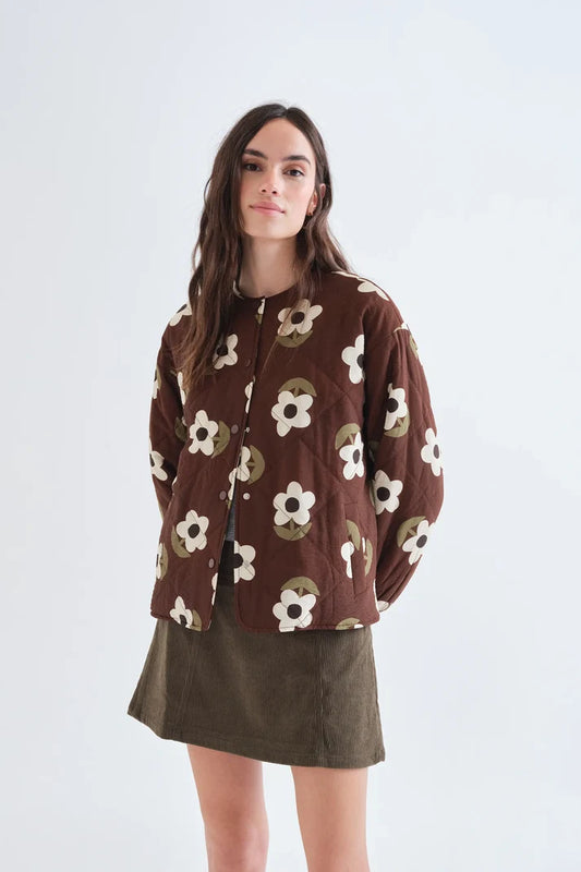 Veste ODETTE fleurs chocolat